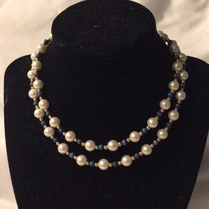 Vintage pearl gold beaded necklace